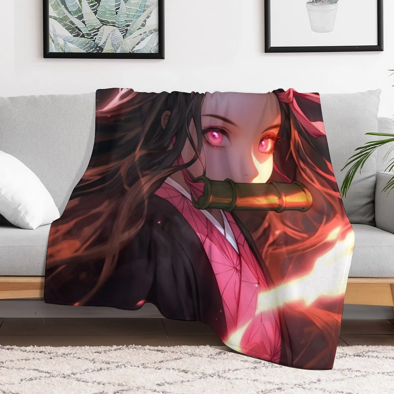 Nezuko DS Cute Anime Girl Throw Blanket Decorative Sofa christmas gifts Blankets