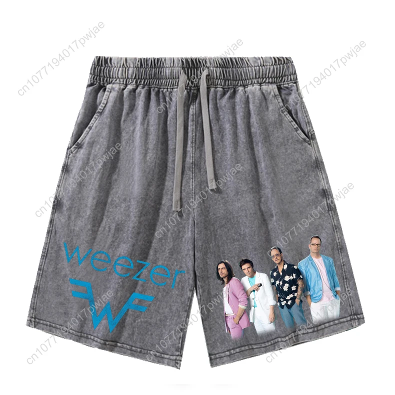 Weezer Rock Band Shorts Herren Damen Teenager Retro Kurze Hosen Vintage Baumwolle Elastisch Weiche Strandshorts Maßgeschneiderte Hosen