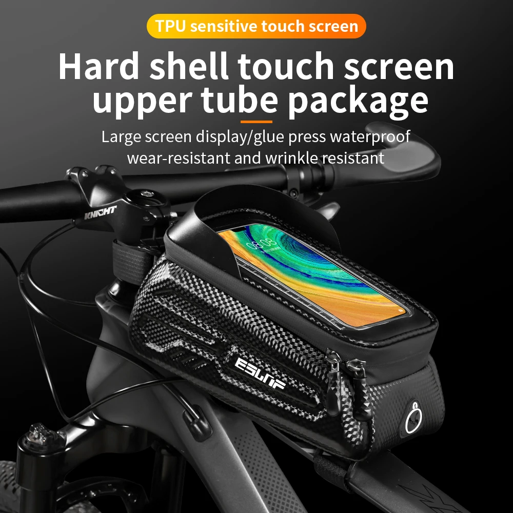 ESLNF Bicycle Bag Waterproof Touch Screen Cycling Bag Top Front Tube Frame MTB Road Bike 8 Inches Phone Case Bike Accessories