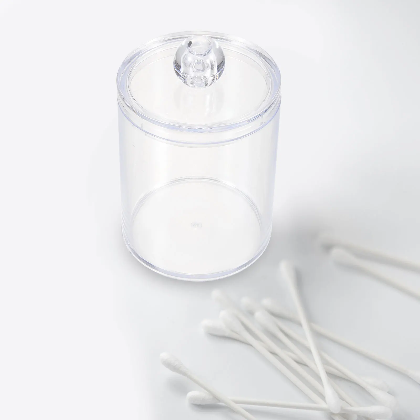 

2 Pcs Cotton Swab Pad Storage Box Acrylic Clear Organizer Container Protective Lid Dust Proof Small Size Smooth Edge Stylish