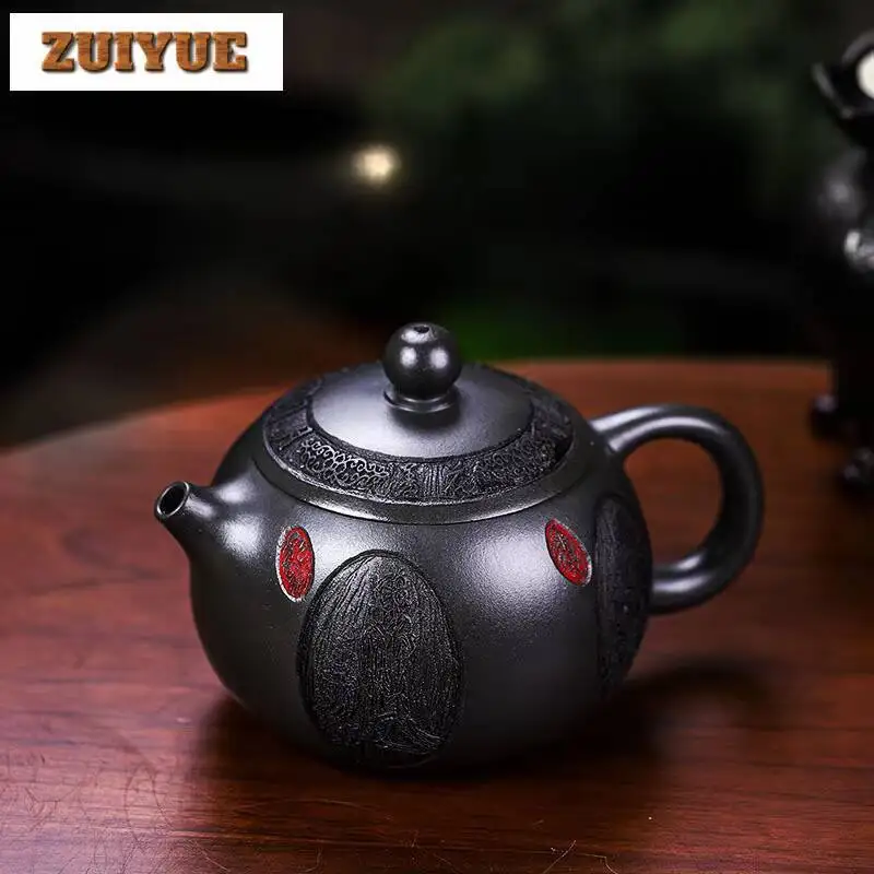430Ml Yixing Xishi Tea Pots Authentic Purple Clay Teapot Chinese Beauty Kettle Handmade Raw Ore Blackish Green Mud Zisha Teaware