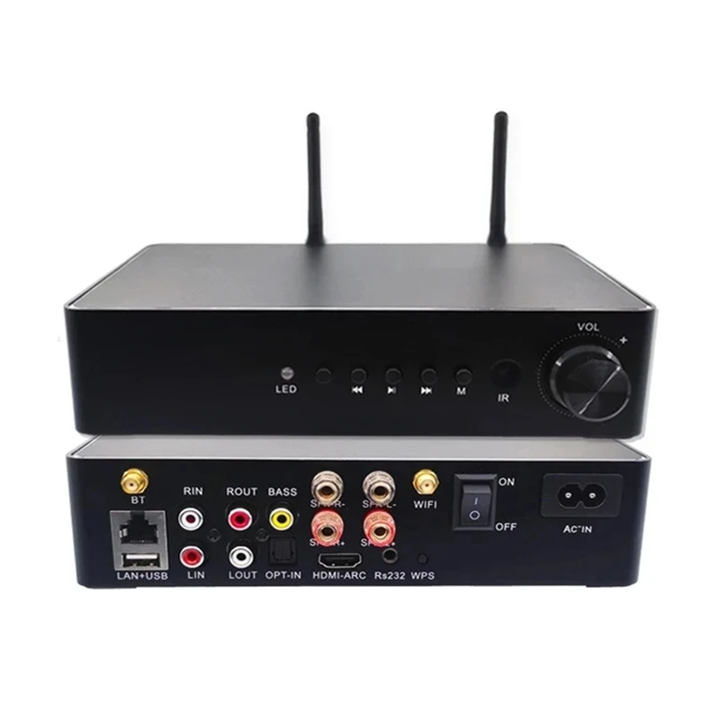 60Wx2 ESS9023 WiFi and Bluetooth HiFi Stereo Class D Multiroom Amplifier with Tadil Airplay Equalizer Free App US Plug-ABVP
