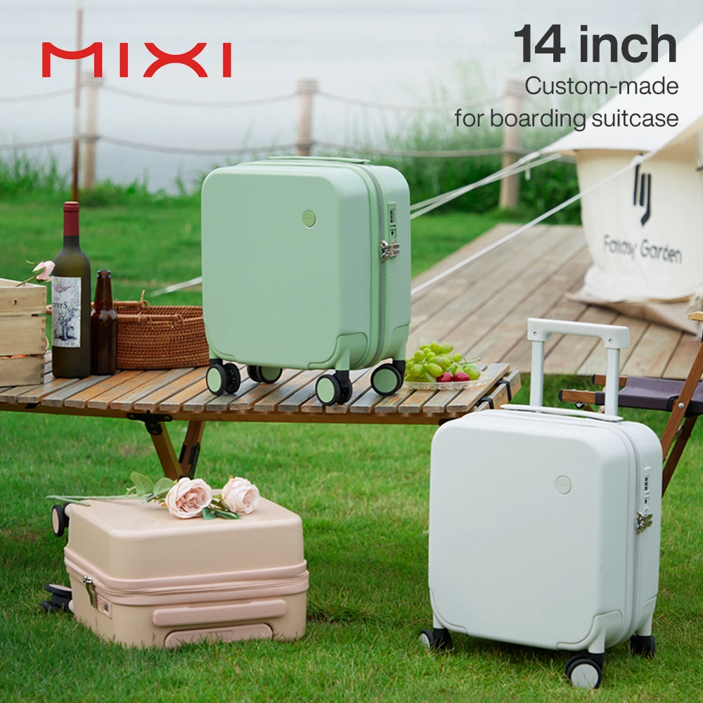 Mixi Carry On Suitcase Travel Luggage Rolling Wheel Hardside Women Suitcase Children Trolley Case 14inch 100% PC Lightweight