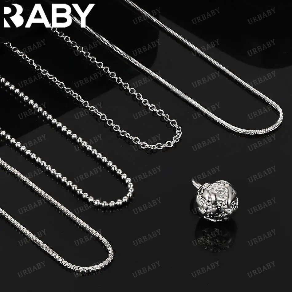 

URBABY 40-75 см стерлингового серебра 925 пробы нерегулярный шар кулон ожерелье для женщин и мужчин очаровательный тренд подарки на день рождения модная вечеринка
