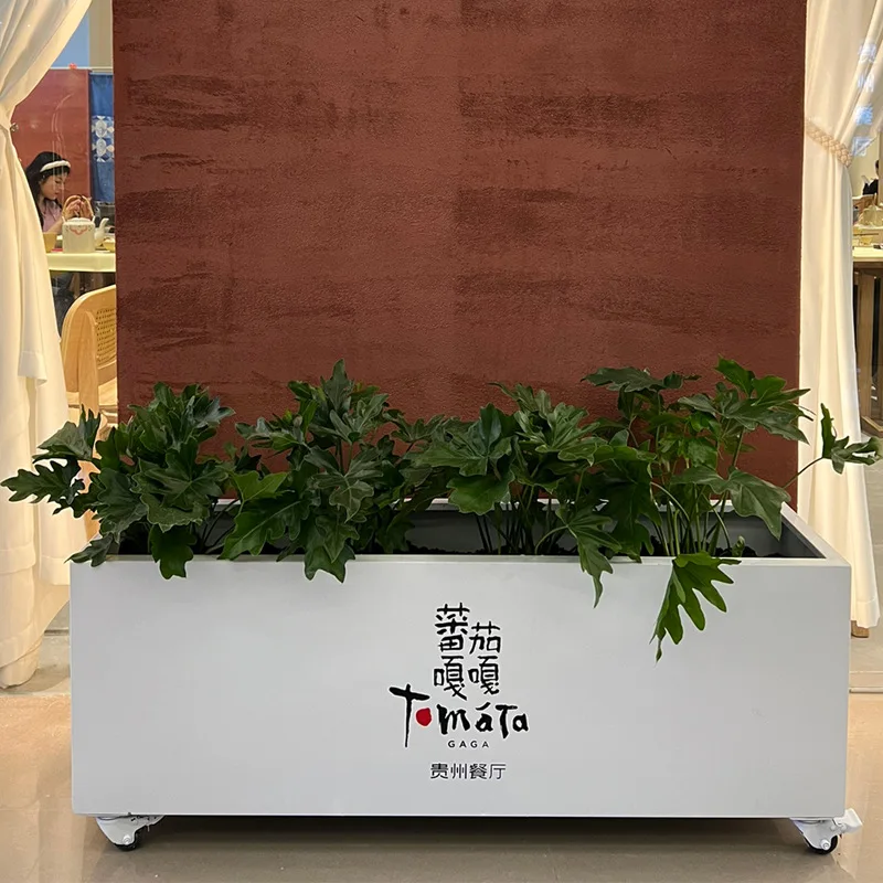 Outdoor stainless steel flower box wrought iron movable metal store entrance municipal fence galvanized sheet catering balcony f