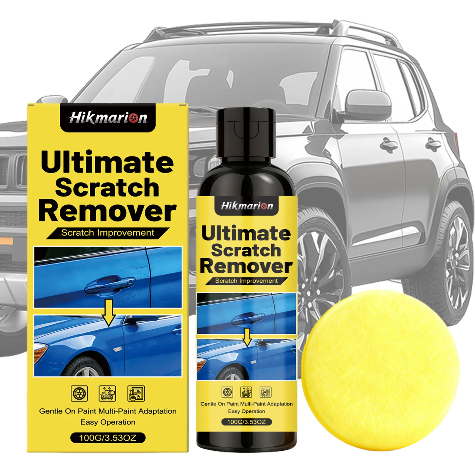 Car Paint Scratch Repair with Sponge Car Polish Paint Care Tools Auto Swirl Remover Works on Cars Trucks SUVs RVs & More 3.53oz