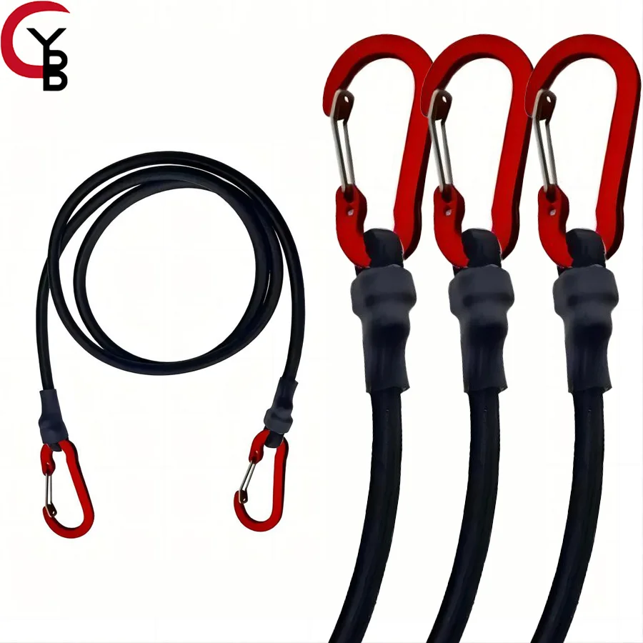 4 Pcs Binding strap Cords with Carabiner Hooks, Rubber Heavy Duty Straps Strong for Camping,Cargo,Bike,Outdoor Tent,Luggage Rack