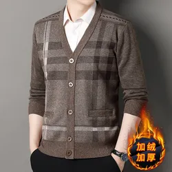 Vintage Men Knitted Cadigan Men's Casual Fashion Button Up Sweaters Coats V Collar Cardigans Jackets Autumn Winter Jumper Coat