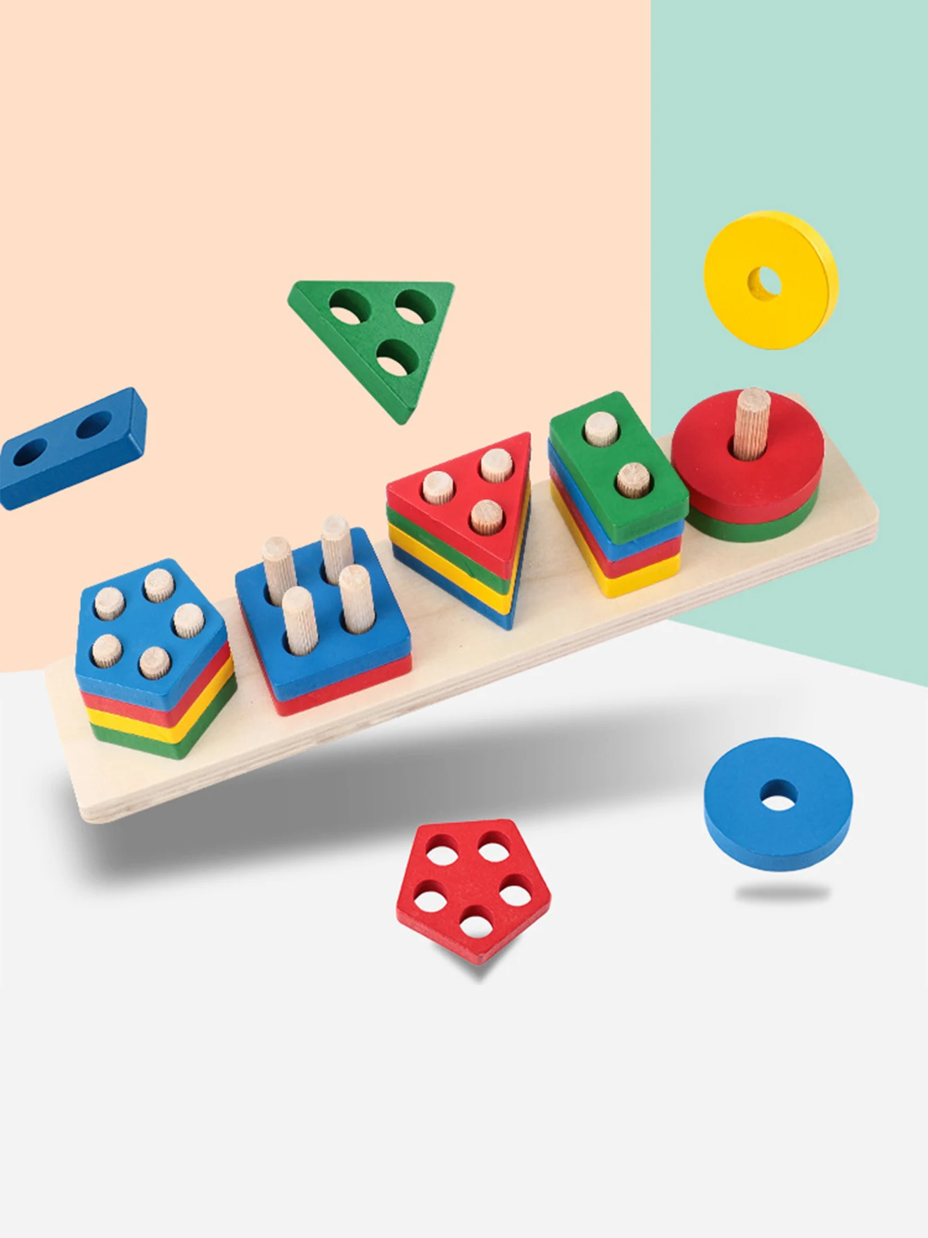 Giocattoli in legno Montessori Ordinamento in legno Giocattoli impilabili per neonati e bambini piccoli Forma educativa Selezionatore di colori Regali per bambini in età prescolare