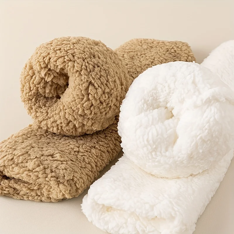 

1 Pair Of Thick Fleece Fuzzy Socks, Solid Color,Warm & Soft Bottom Rubber Plush Sleep Socks Thickened Warm Home Floor Socks