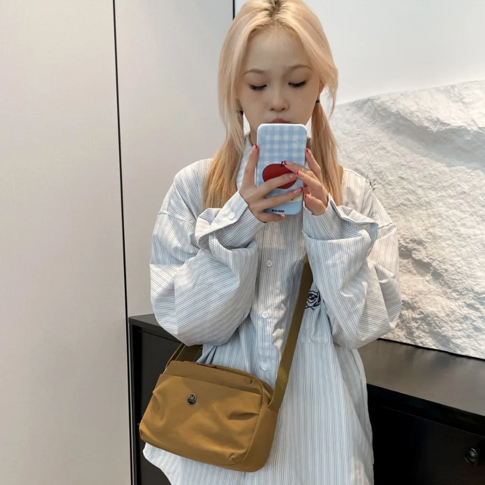 Bolso bandolera de nailon de gran capacidad, bandolera cuadrada informal multicapa, bolso de hombro individual impermeable de estilo coreano para estudiantes