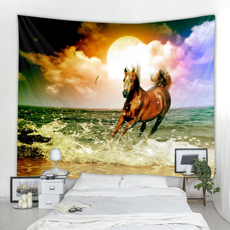 Home Decoration Mercedes-Benz Horse Background Wall  Tapestry Curtain  Cloth Bohemian