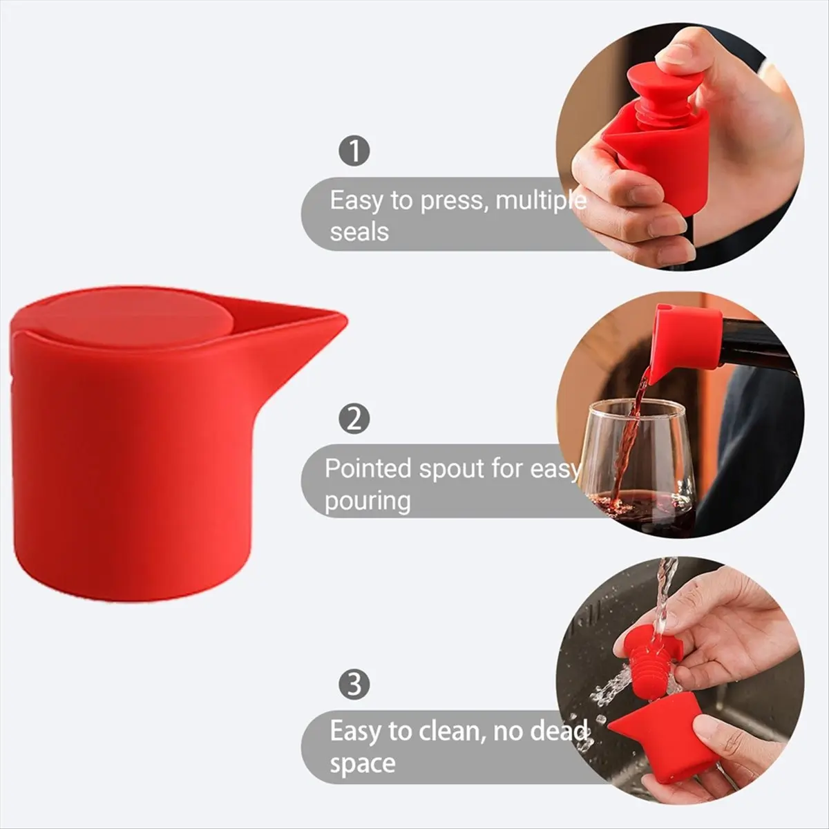 Ultimate Leakproof Wine & Champagne Stopper Set - Silicone Beverage Portable Bottle Sealers, Wine Savers for Home, Bar A
