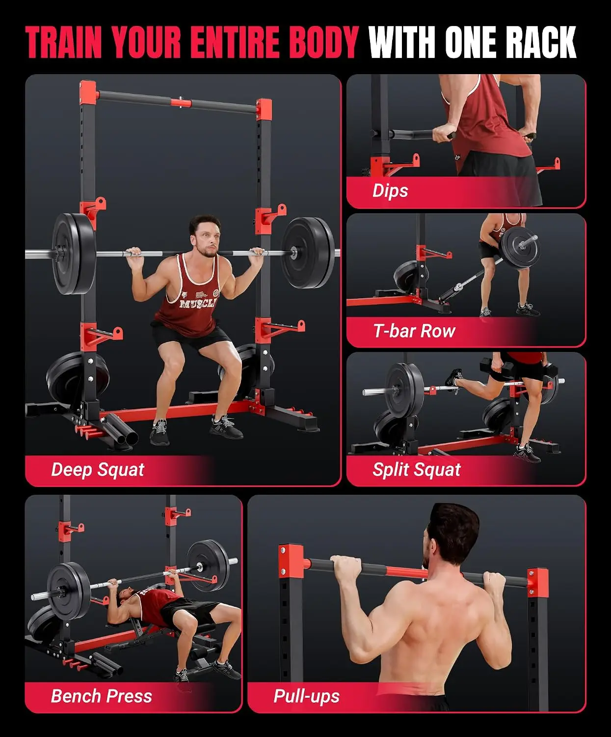 Versatile Multi-Function Power Cage Featuring a Smith Machine and Squat Rack Combo