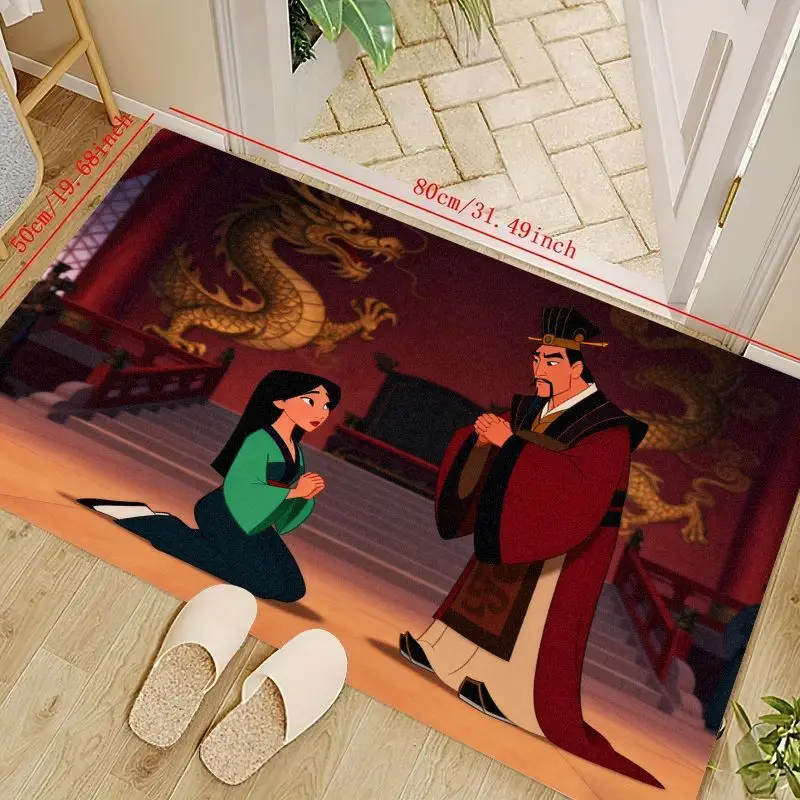 

1 шт. Дисней Мулан аниме мультфильм напольный коврик для гостиной, спальни, детской игровой комнаты, украшение для домашнего дивана, принцесса-воин и отец S