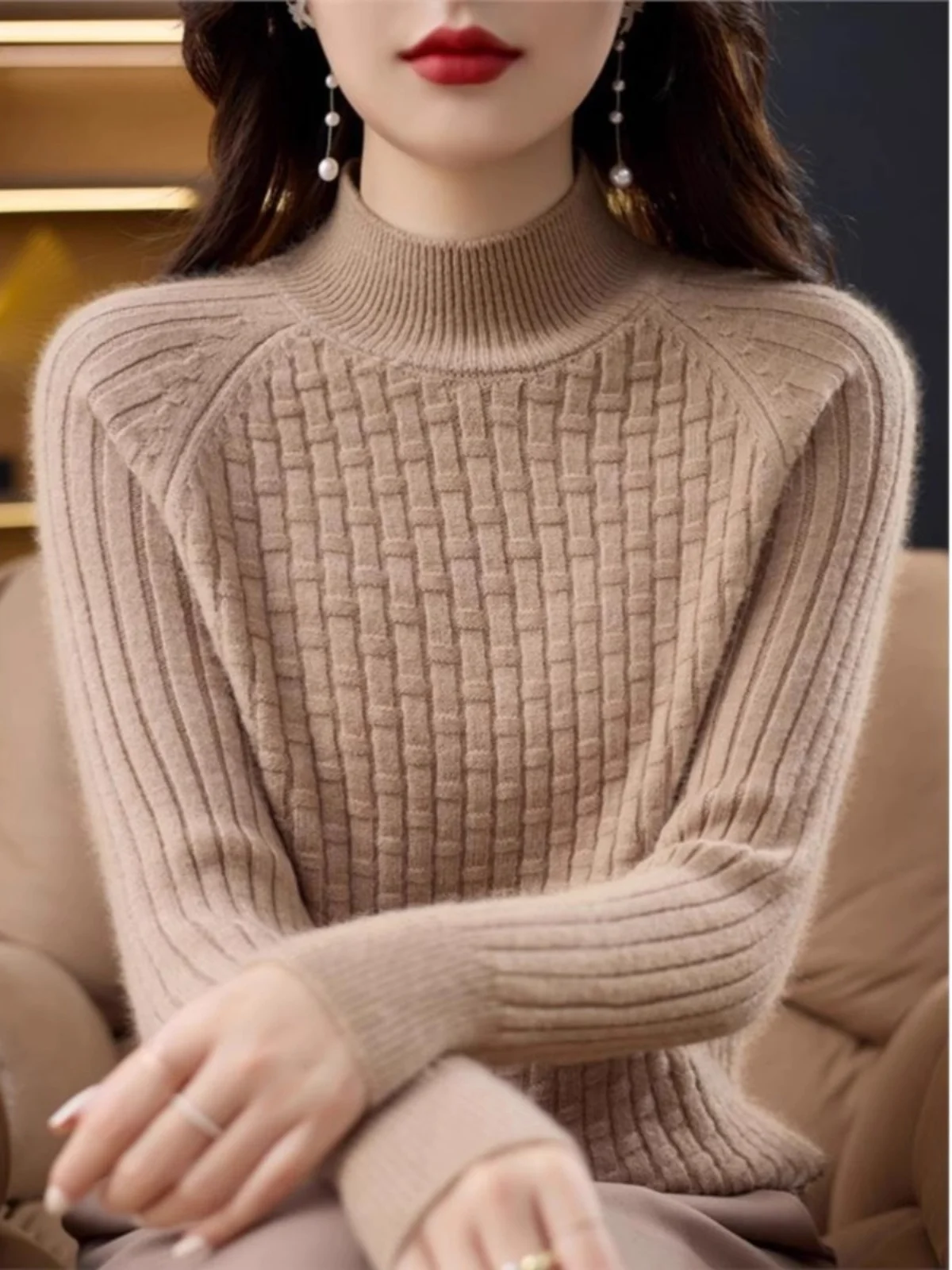 

Thiened Winter Base Layer Sweater f High Collar Inner Match Knitted Sweater with Coat Warm Faionable Medium Collar Twi...