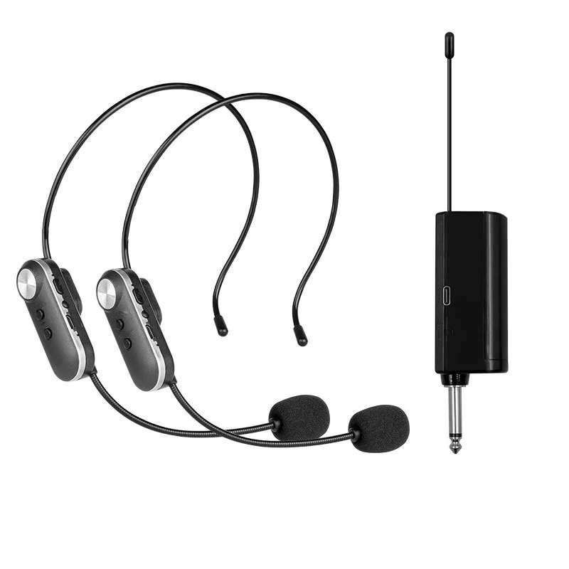 

UHF Head-mounted Wireless Lavalier Microphone Set Transmitter with Receiver for Amplifier Voice Speaker Teaching Tour Guide