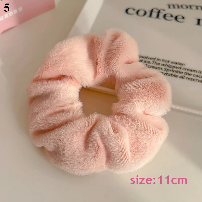 Vintage Plush Knitting  Elastic Hair Bands Women Scrunchie Rubber Band Ponytail Hold Pink Headwear Hair Clip Hair Accessories