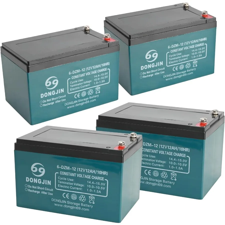 4PCS 12V 12Ah 6DZF12 6DZM12 Ricaricabile ManutenzioneFree SLA AGM Batteria di Ricambio per 48V Motore Elettrico Mobilità Scooter AT