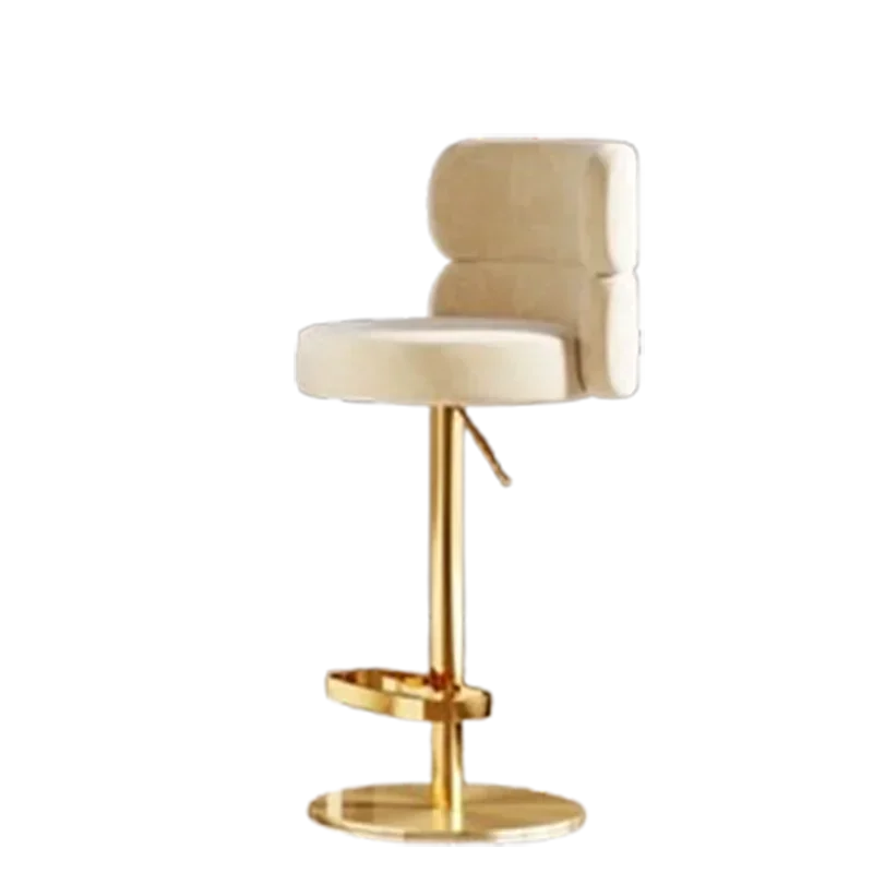 Stainless Steel Luxury Bar Stool Modern Simple Hotel Swivel Backrest Bar Stool White Velvet Silla Para Barra De Cocina Furniture