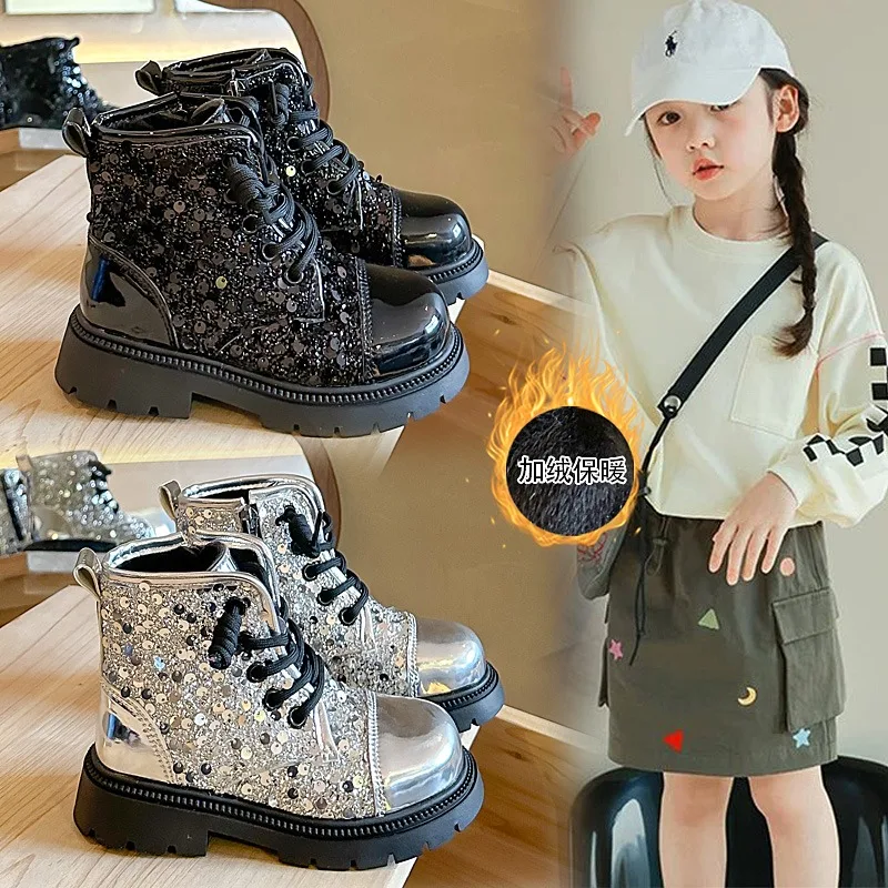 

Autumn Girl Boots New Fashion Simple Ankle Boot Shiny Simple Retro Leather Shoe Versatile Anti Slip Casual Kid Boots