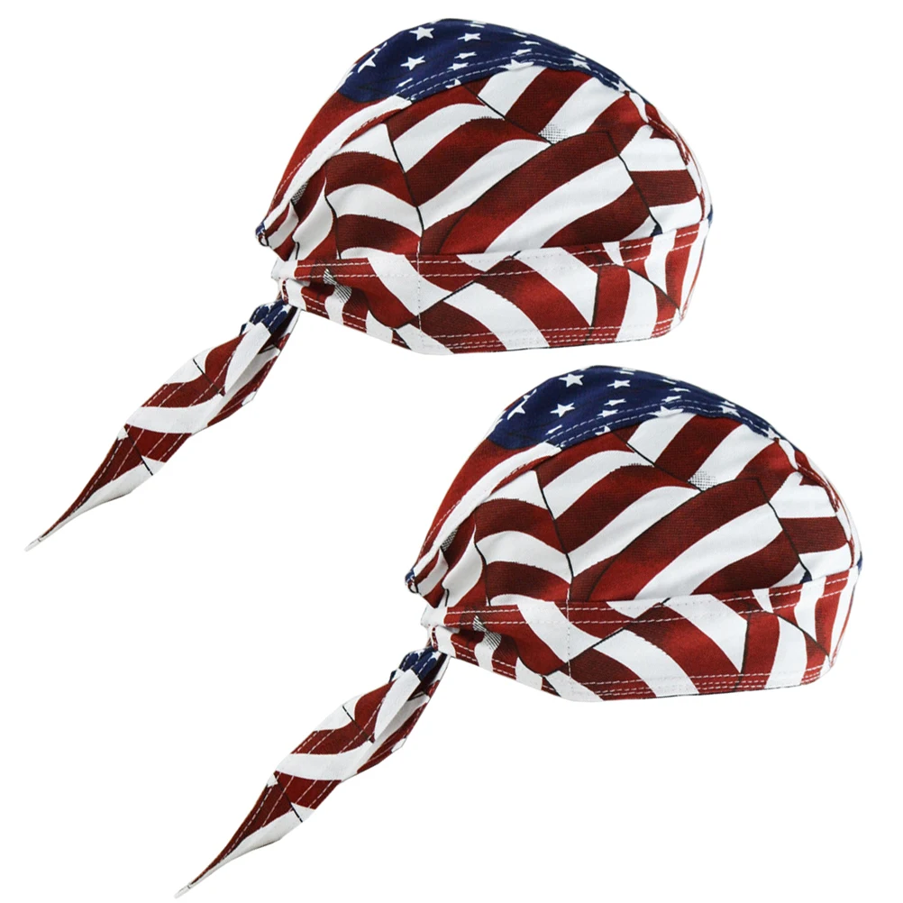 

2pcs Cotton Flag Skull Personalized Hat Cap Thickened Headwear For Outdoor Cycling Sports Summer Wear Assorted Color