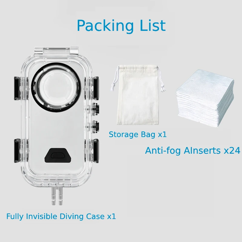Transparent ABS Glass Waterproof Case 60m Depth Anti Fog Insert For Insta360 X6 Action Camera Diving Shell Protective Gear