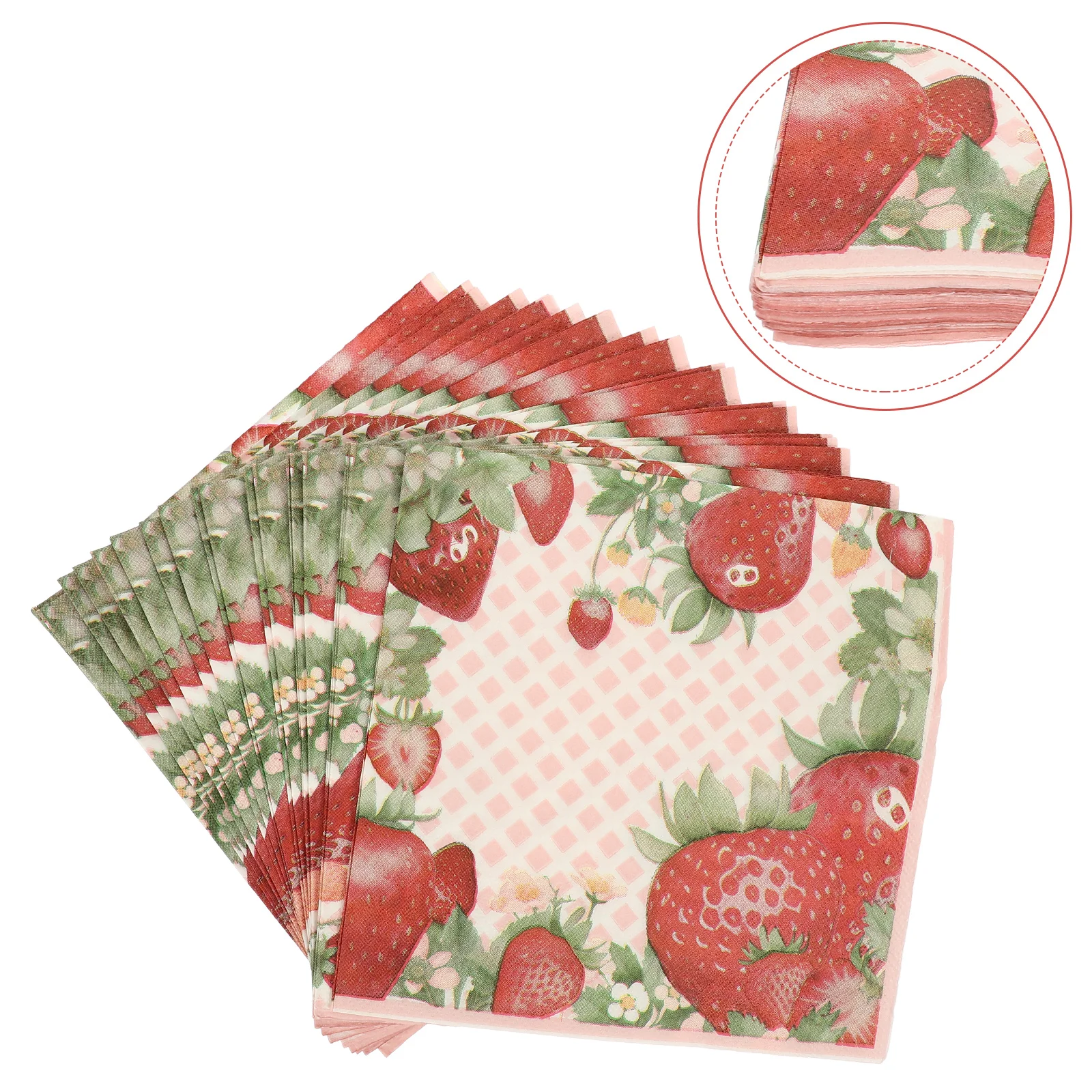 

20 Sheets Colorful Napkins Paper Dinner Decorative Tru Fru Strawberries Tissue Printing Party Wood Pulp Supple Festival