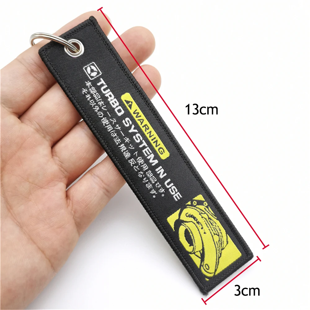 JDM Keychain Car Culture Style NOS Fashion Tags Embroidered Short Cloth Rectangle Polyester AutoHolder Charm KeyRing Fortune Cat