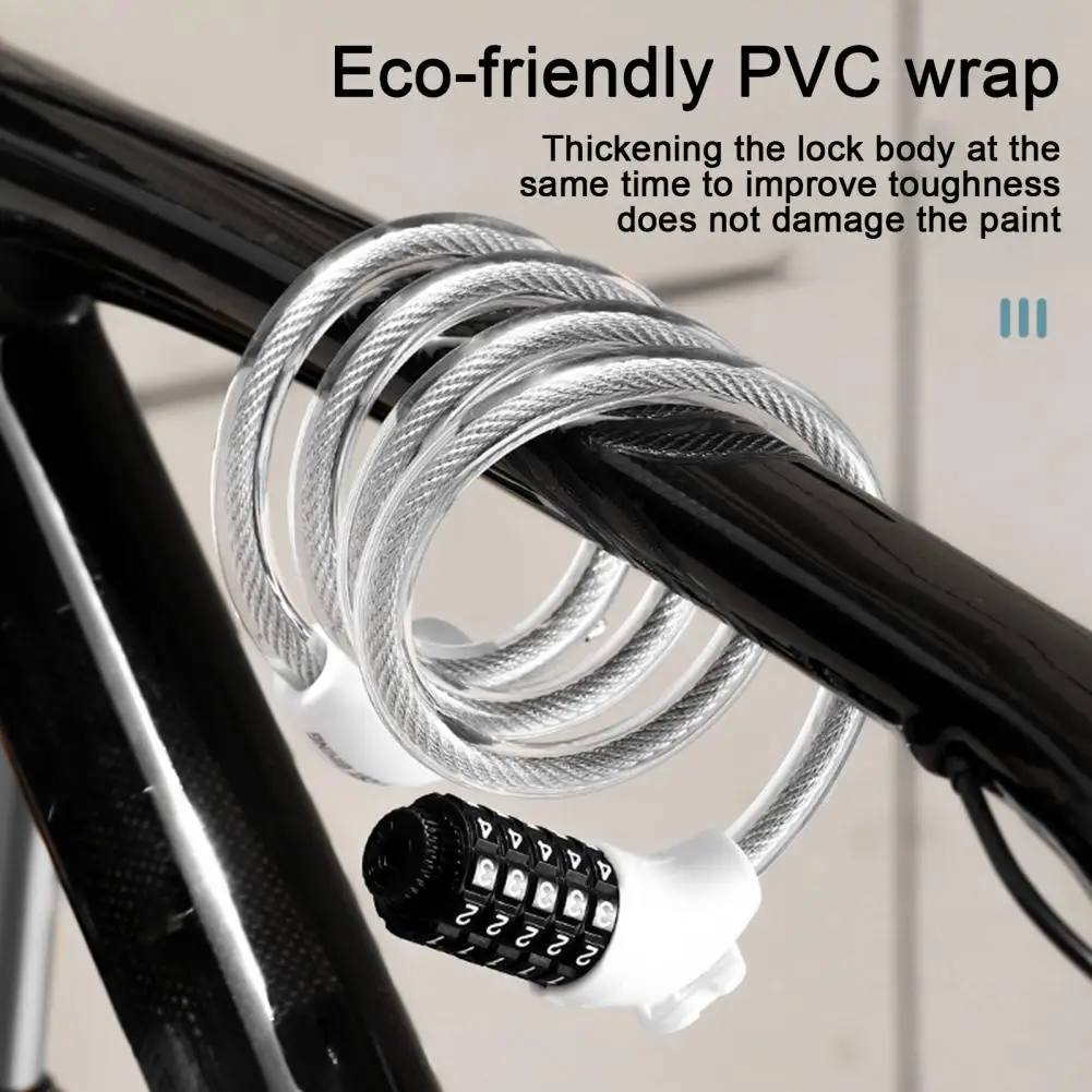 Bike Lock Secure Cable Lock Secure Bike with This Waterproof 5-digit Bicycle Password Cable Lock Anti-theft Pvc for Universal