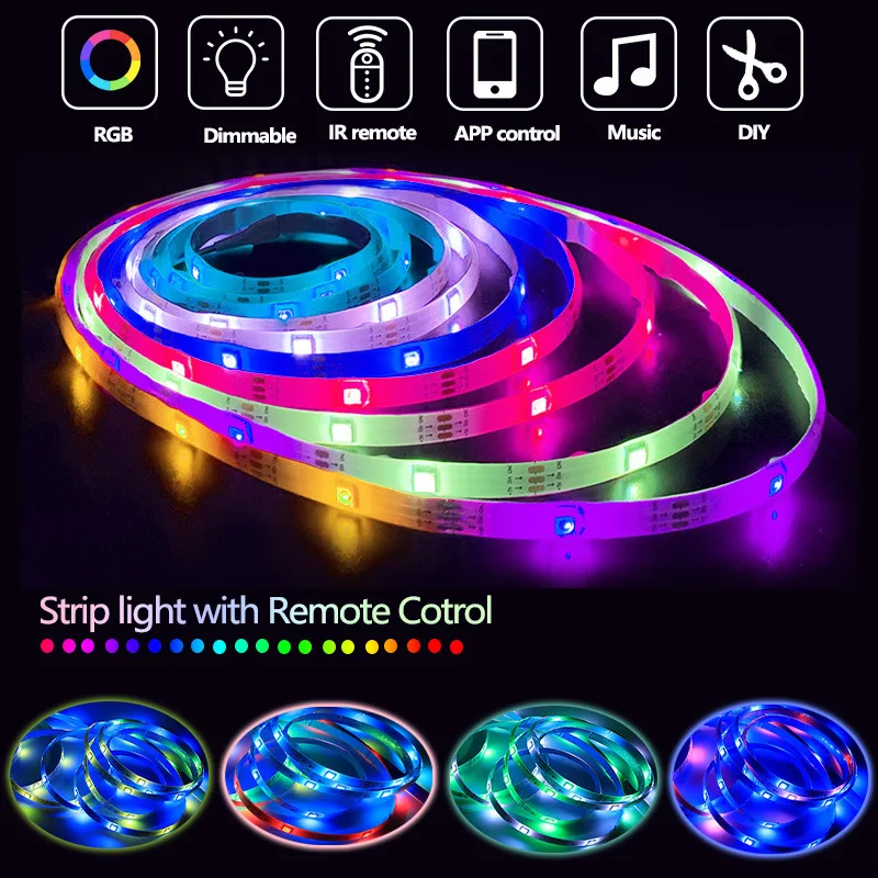 شريط ضوء LED بالبلوتوث Dream WS2812B ، شريط RGB ، USB سحري ، إضاءة خلفية للتلفزيون ، إضاءة ليلية نيون للغرفة ، تطبيق Tuya WiFi ، 1-30 م