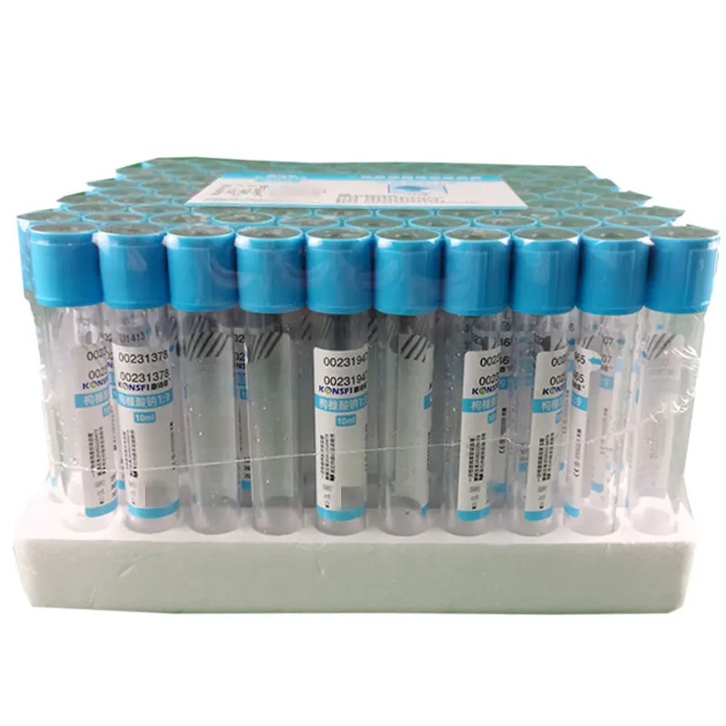 멸균 진공 혈액 수집 튜브, 1:9 혈액 샘플 수집 용기, 구연산 나트륨 첨가제, 10 ml, 100 / PK