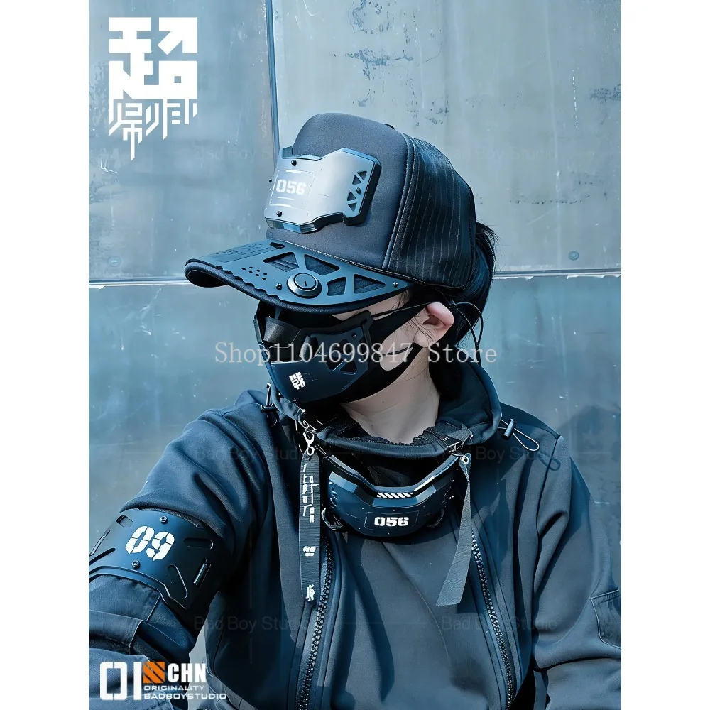 Anime Punk Cosplay Mask Props Scifi Machinery Helmet Face  Acrylic Game Cat Ears Hairhoop  Cosplay Props Music Festival Headwear