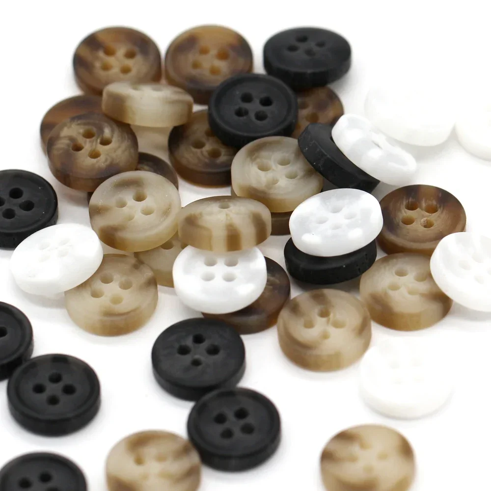 DOTOLLE 30Pcs 4 Holes 9/10/11mm Fashion Horn Resin Buttons for Needlework Business Shirt Dress Cardigan DIY Crafts