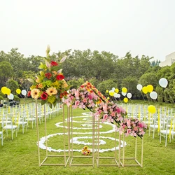 Soporte de flores de boda, centro de mesa rectangular de oro/blanco, soporte de Metal, jarrón, columna, soportes de fondo, fiesta de eventos, 4 piezas