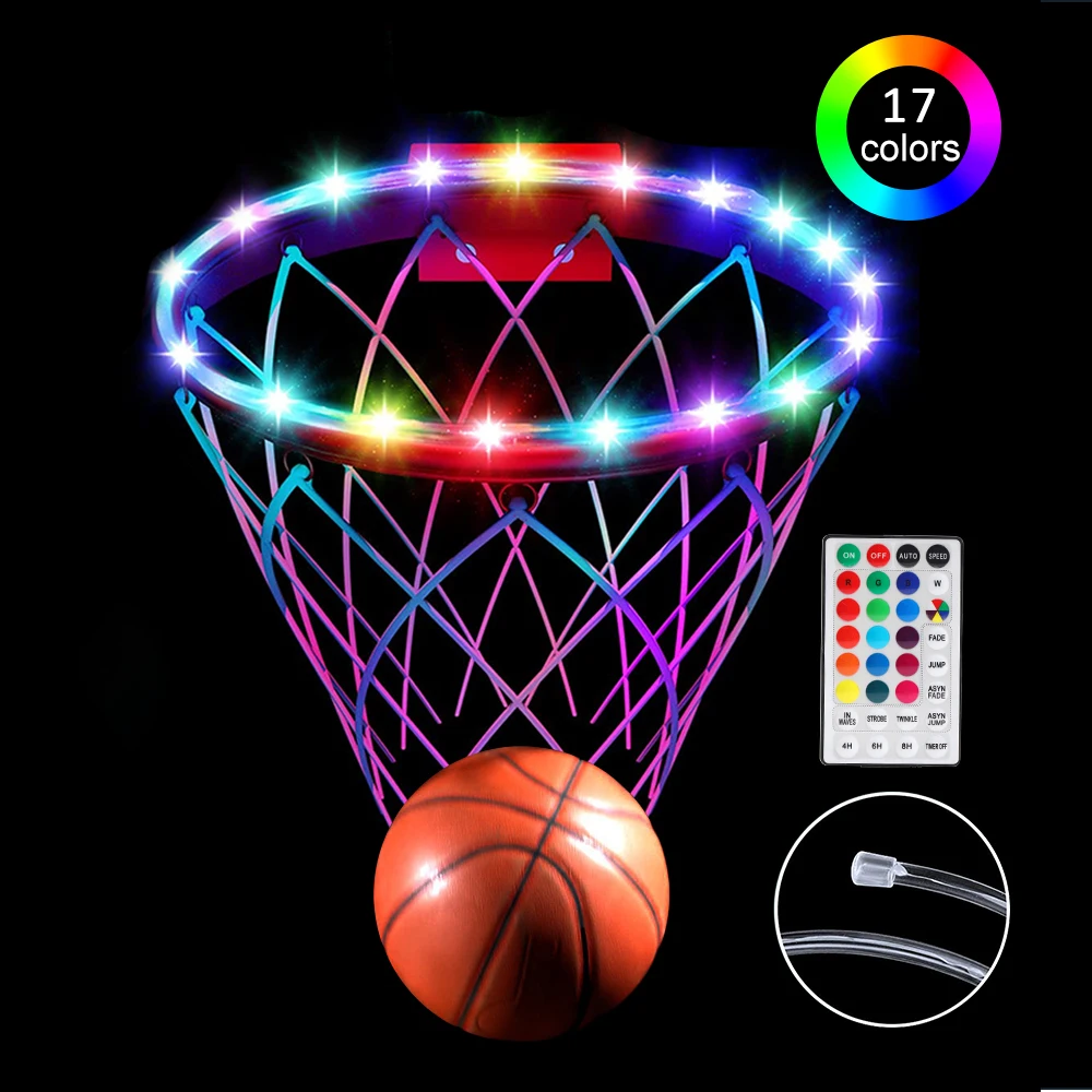 Imagem -05 - Rgb Led Basketball Rim Faixa Luz Alimentado por Bateria Controle Remoto Tiro Basquetebol Hoop Decoração Lâmpada da Noite ao ar Livre 1.5m