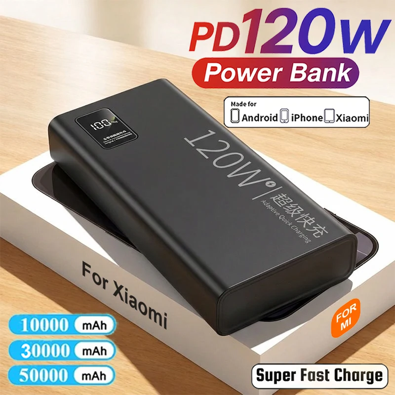 For Xiaomi Original 500000mAh Powerbank External Spare Battery Portable Charger For iPhone Samsung Super Fast Charging PowerBank