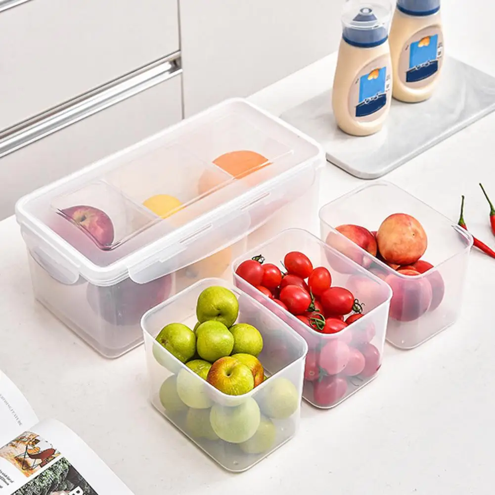 Long-lasting Ness Container Transparent Leakproof Refrigerator Storage Box with Draining Plate for -keeping Fruit Vegetable