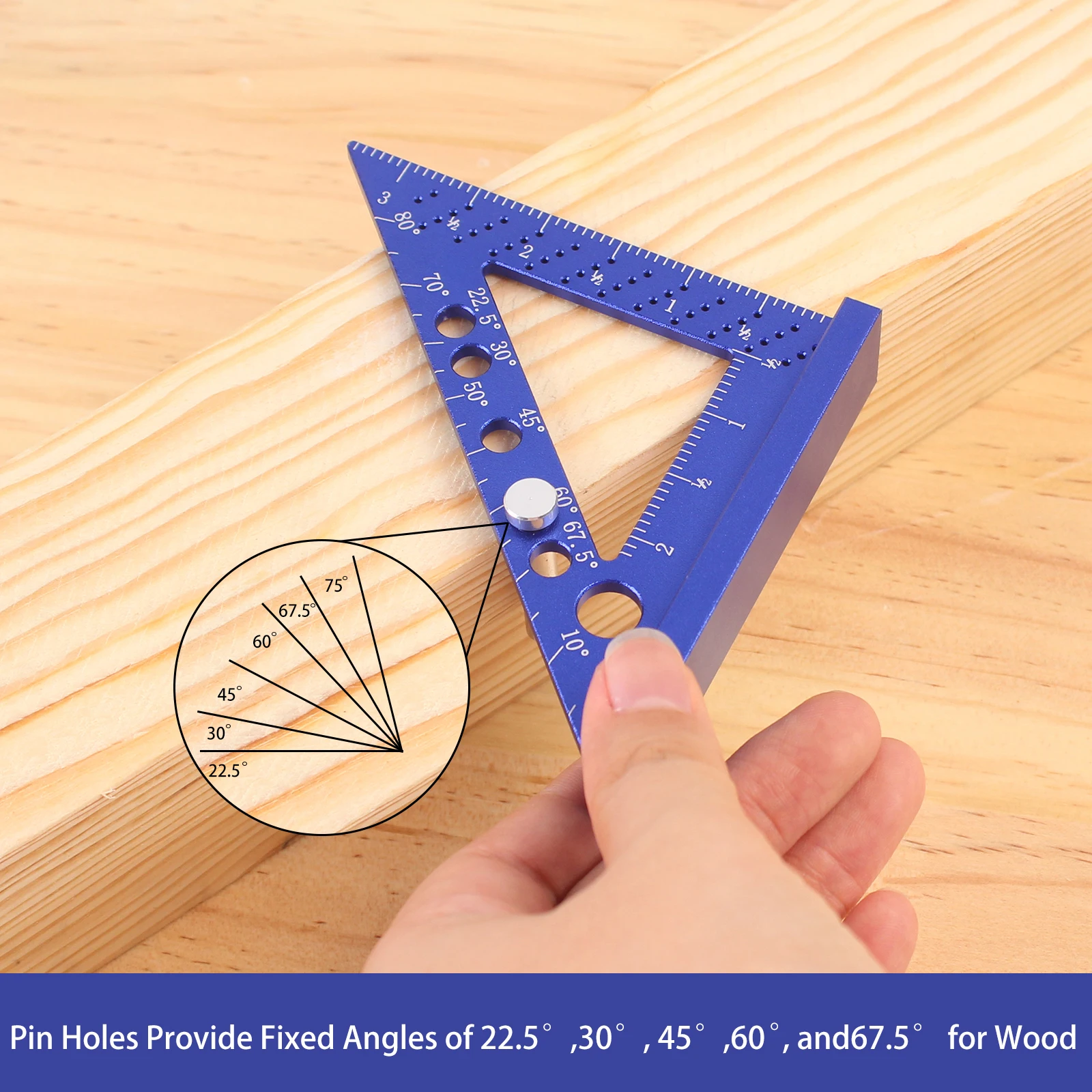 

90 Degree Carpenter Square Woodworking Measuring Square Marking Gauge Miter Triangle Scribe Ruler With 6mm Fixed Angle Pin