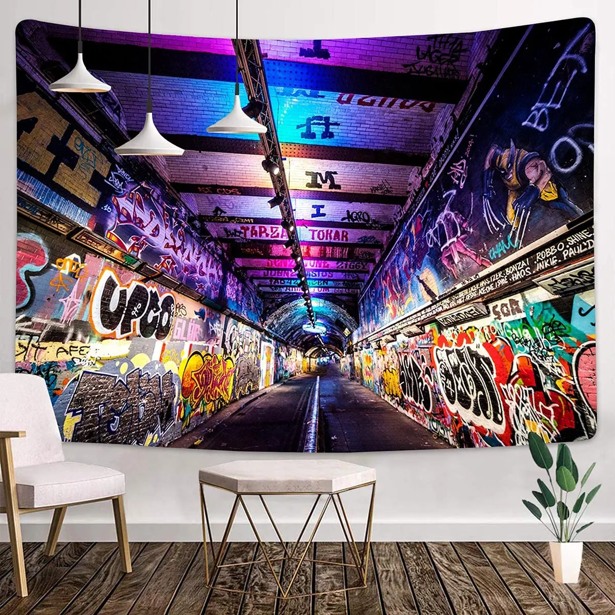 Graffiti Tapestry Hip Hop Hippie Art Wall Hanging Themed Party Decor Backdrop Tapestry Cool Room Aesthetic Bedroom College Dorm