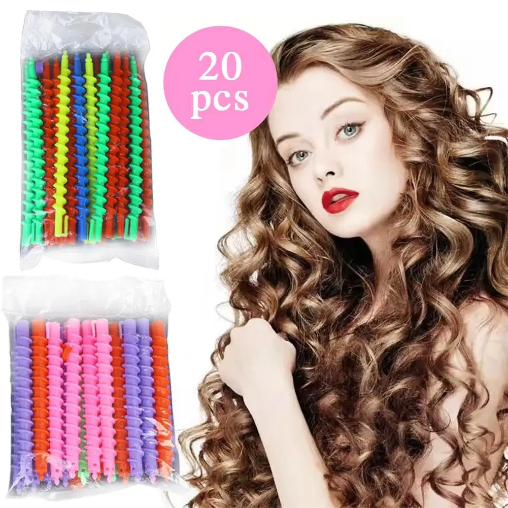 20Pcs/lot Heatless Hair Roller Spiral Hair Curling Irons Universal Spiral Perm Bars DIY Hair Curling Rods For Hairstyling Tools