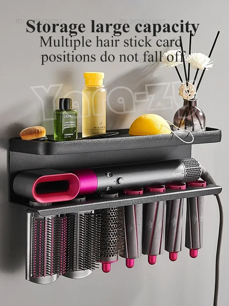 Wall Mount Hairdryer Holder Compatible with Dyson Airwrap - Storage Rack for Dryers & Curlers Bathroom Organizer FR2002