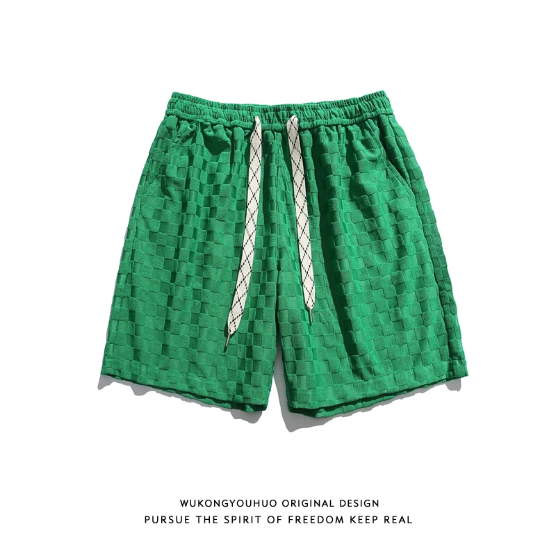 

Summer Trendy Plaid Design Casual Men's orts Loose BF Sle Five-Quarter Pants Youth Vitali Straight Leg Spor Trousers