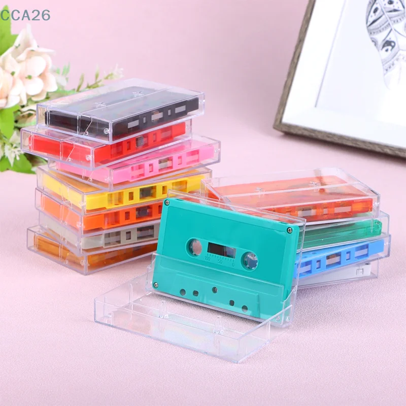 1Set Standard Cassette Color Blank Tape Player With 45 Minutes Magnetic Audio Tape Clear Storage Box For Speech Music Recording