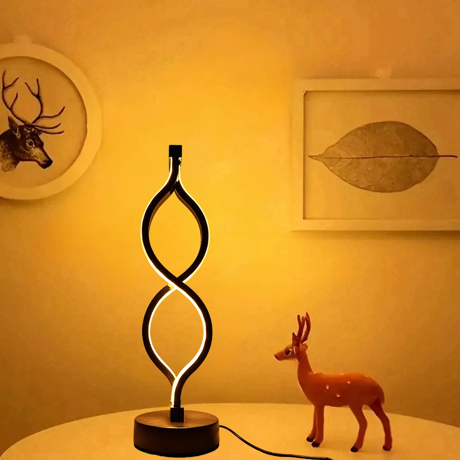 1PC Creative Figure-eight Desk Lamp USB Three-tone Light Bedroom Desk Lamp