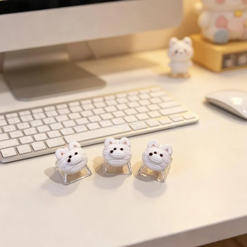 10PCS DIY Creamy Animal Sticker Keycaps, PVC Material, Cute 3D Keycaps, Cross-Shaped Universal Keycap
