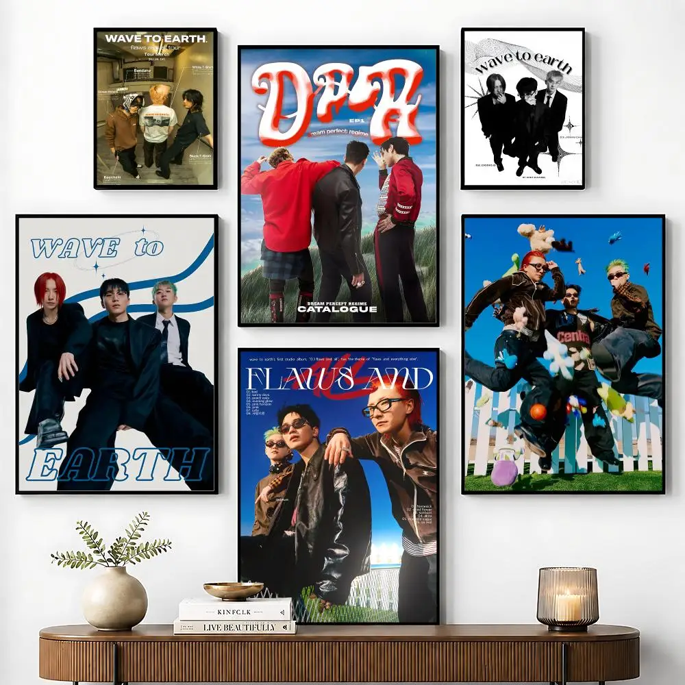 W-Wave To Earth KOREAN Poster Perfect Sticker Self Adhesive for Office Home Theater Wall Art Decor Fancy Gift