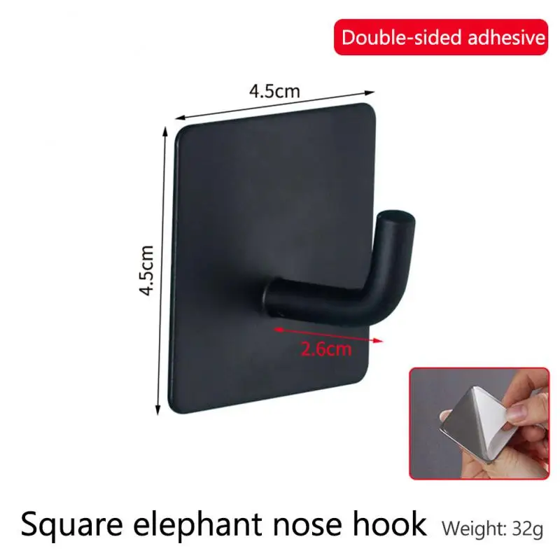 304 Black Robe Haken Rvs Zelfklevende Muur Haak Multifunctionele Badkamer Handdoek Kleding Sleutel Haken Thuis Opslag tool