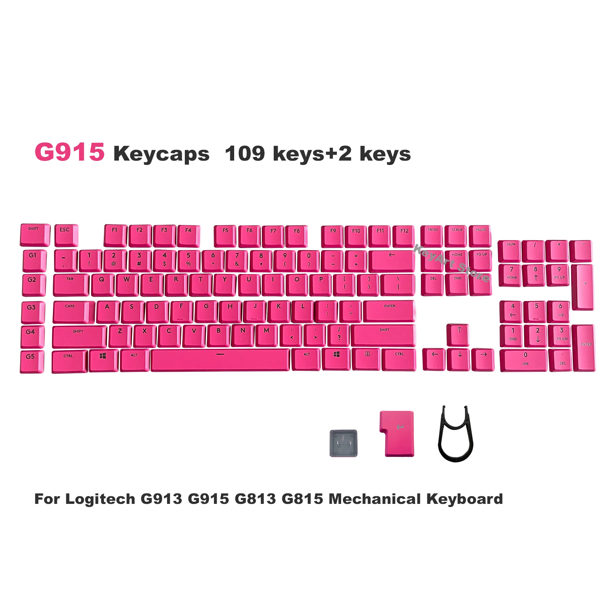 

Magenta Rose Red 109Keys Backlit Keycaps Replacement for Logitech G913 G915 G813 G815 2nd Mechanical Keyboard US G915TKL