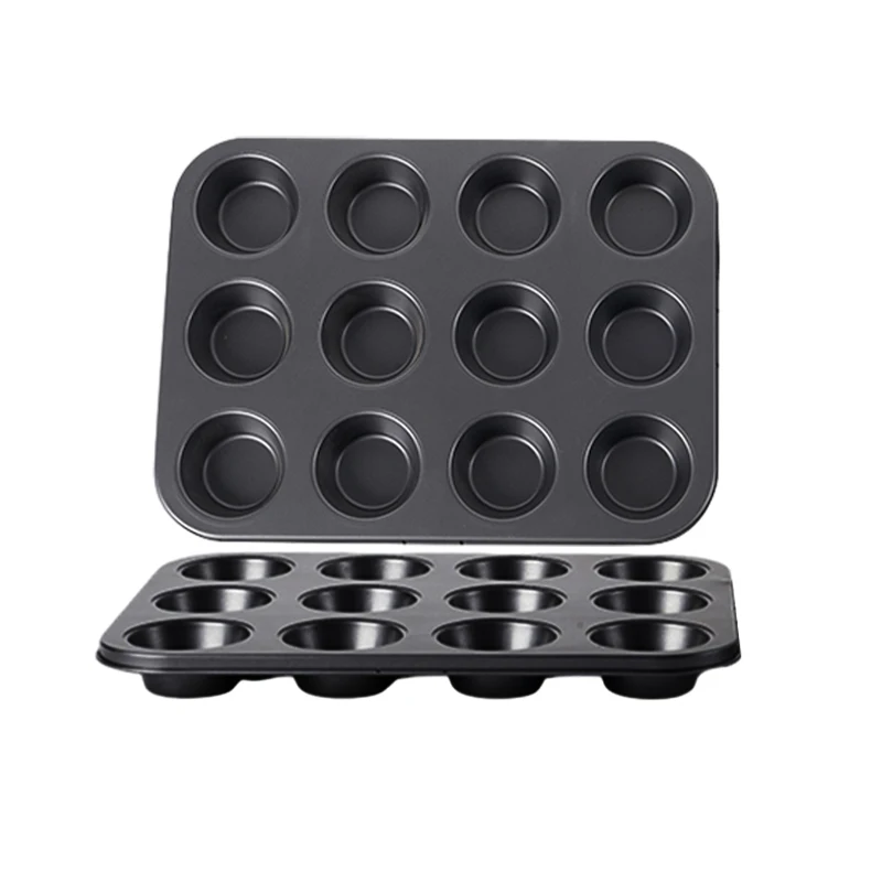 

Carbon Steel Oven Baking Pan Non-Stick 12 Cup Round Cake Mold Cupcake Tin Muffin Mold Tray Baking Pan